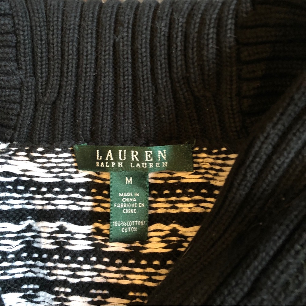 True Vintage 90s Lauren Ralph Lauren Shawl Collar Sweater with Fair Isles Detail - Picture 4 of 5